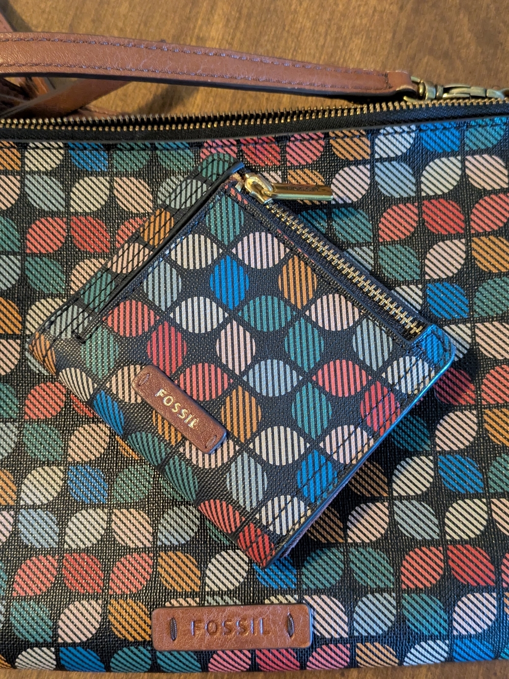 Fossil Multicolor Geometric Print Crossbody With Wallet